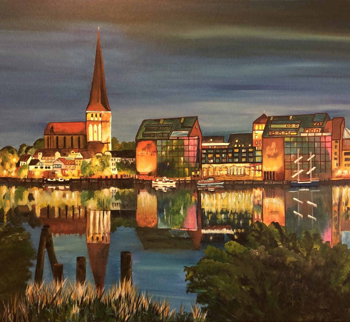 Rostock bei Nacht Regine Lange